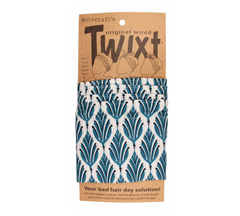 Twixt Wired Head Wrap - Block Print in Blue by ANTICRAFT