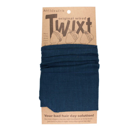 Twixt Wired Head Wrap - Petrol Blue Linen Look by ANTICRAFT