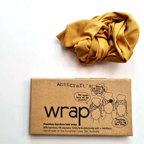 Stretchy Premium Bamboo Head Wrap - Mustard Yellow by ANTICRAFT