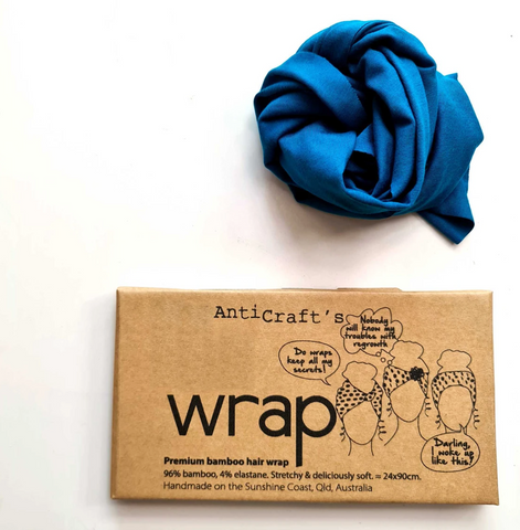 Stretchy Premium Bamboo Head Wrap - Peacock Blue by ANTICRAFT