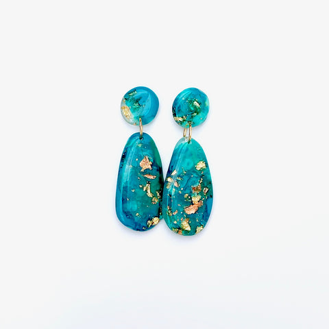 DRIP Turquoise Ocean Blue dangly earrings