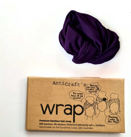 Stretchy Premium Bamboo Head Wrap - Deep Purple by ANTICRAFT