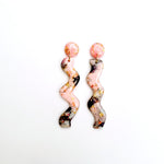 WIGGLE Black Pink dangly earrings