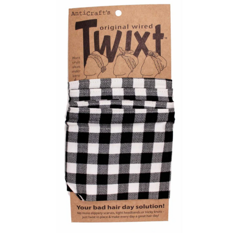 Twixt Wired Head Wrap - Gingham Black and White by ANTICRAFT