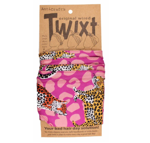 Twixt Wired Head Wrap - Leopard Animal Print Bright Pink by ANTICRAFT